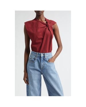 Isabel Marant Nayda Asymmetric Cotton Slub Top - Blue