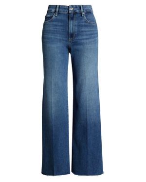 PAIGE Anessa Raw Hem High Waist Wide Leg Jeans - Blue
