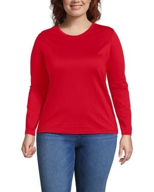 Lands' End Supima Cotton Long Sleeve Crewneck T-Shirt - Red