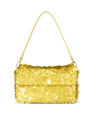 STAUD Sequin Flap Shoulder Clutch Bag - Yellow