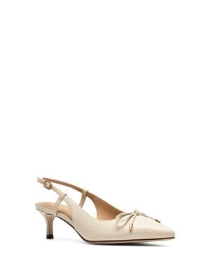 Clarks Zarey Bow Pointed Toe Slingback Pump - Natural