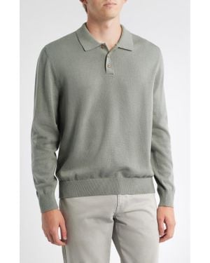 Alex Crane Feather Organic Cotton Polo Sweater - Gray