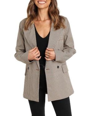 Petal & Pup Juliette Check Double Breasted Blazer - Black