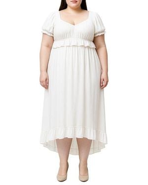 Standards & Practices Ruffle Waist High-Low Midi Dress - White