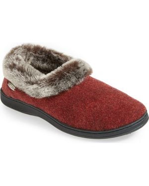 Acorn Faux Fur Slipper - Red