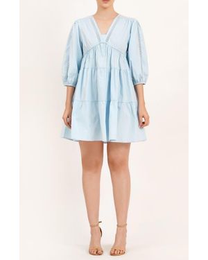 Leota Zariah Empire Waist Mini Dress - Blue
