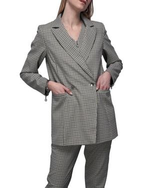 WILDFANG The Empower Zipper Double Breasted Blazer - Gray