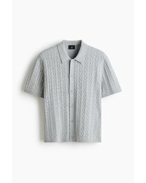 H&M Regular Fit Cable-Knit Shirt - Gray