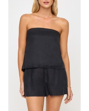LSPACE Tessa Strapless Linen Cover-Up Top - Black