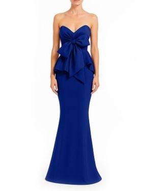 Badgley Mischka Strapless Bow-Front Sequin Gown in Green | Lyst