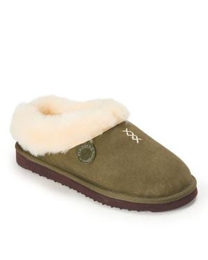 Dearfoams Fireside Adelaide Genuine Shearling Clog Slippers - Green