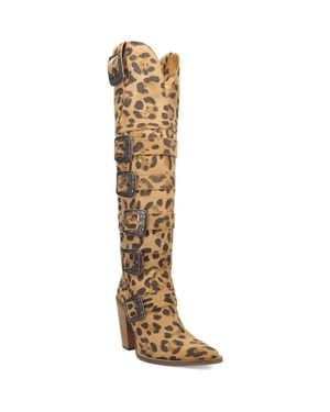 Dingo Bucked Off Print Leather Western Boot - Brown