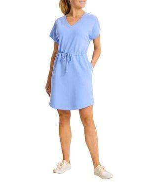 Tommy Bahama Marina Del Mar Cotton Fleece V-Neck Dress - Blue