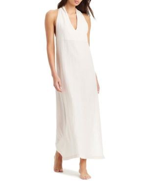Sanctuary Twist Neck Cotton & Linen Cover-Up Dress - White