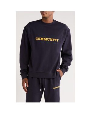 Honor The Gift Track Crew Cotton Graphic Sweatshirt - Blue