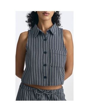 Brooklyn Industries Sleeveless Button-Up Shirt - Blue