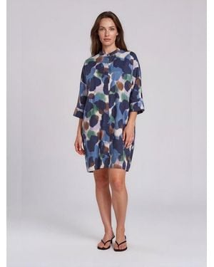Masai Maiosetta 3/4 Sleeve Round Neck Dress - Blue