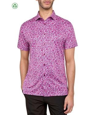Con.struct Micro Floral Print Performance Button-Down Shirt - Purple