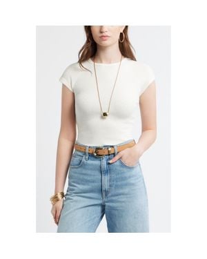 Treasure & Bond Cap Sleeve Stretch Cotton & Modal Rib T-Shirt - Blue