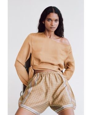 H&M One-Shoulder Tie-Detail Top - Natural