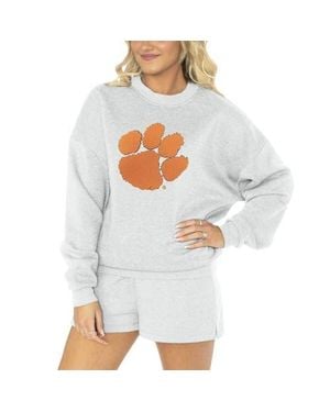 Gameday Couture Clemson Tigers Team Effort Pullover Sweatshirt & Shorts Sleep Set - Gray