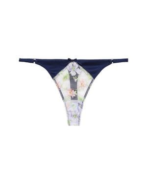 Fleur du Mal Elara Embroidered Thong - Blue