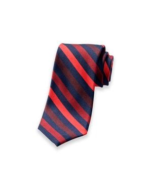 Paul Fredrick Patterned Woven Silk Tie - Red