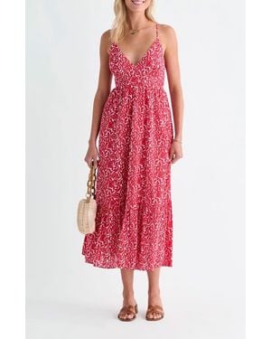 Vineyard Vines Sconset Cotton Seersucker Maxi Sundress - Red