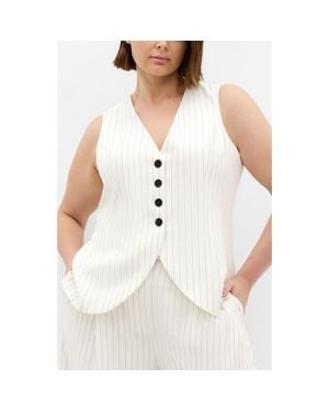 City Chic Pinstripe Vest - White