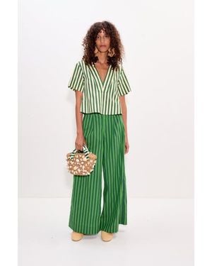 Simon Miller Front Pleat Poplin Pant - Green
