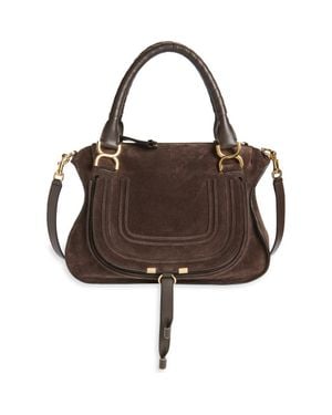 Chloé Medium Marcie Suede Satchel - Brown