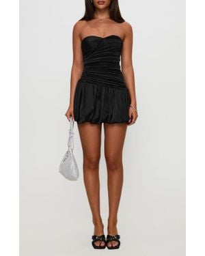 Princess Polly Ruched Strapless Romper - Black