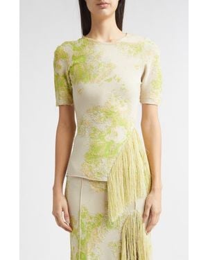 Erdem French Fray Short Sleeve Knit Top - Yellow