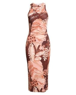 Reiss Lola Print Sleeveless Mesh Midi Dress - Orange