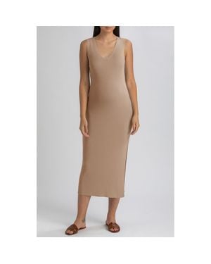 PIETRO BRUNELLI MATERNITY Rib Sleeveless Maternity Midi Sweater Dress - Brown