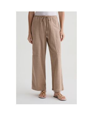 AG Jeans Nina Linen Blend Drawstring Pants - Brown