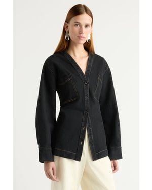 MODERN CITIZEN Emmett Structured-Sleeve Denim Jacket - Black