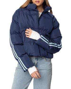Edikted Sherry Side Stripe Puffer Jacket - Blue