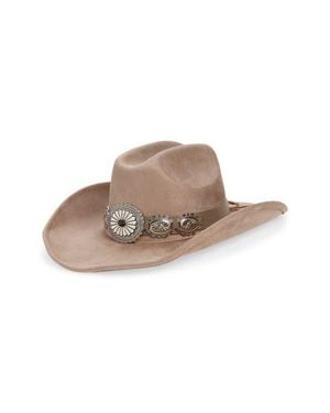 Tasha Western Cowboy Hat With Concho Leather Band - Gray