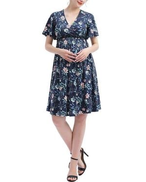 Kimi + Kai Annis V-Neck Maternity Nursing Dress - Blue