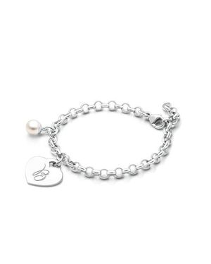 Tiny Blessings Sterling Classic Charm Bracelet & Engraved Initial Bracelet - White