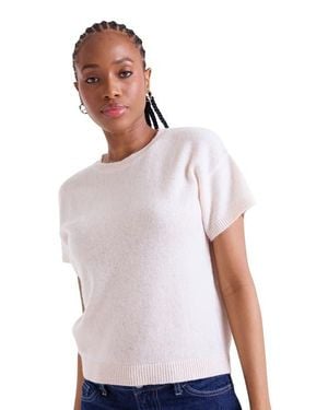 1982 Esme Short Sleeve 100% Cashmere Top - White