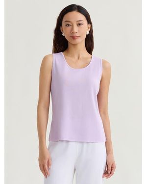 Misook Double Scoop Neck Mylana Knit Tank - Purple
