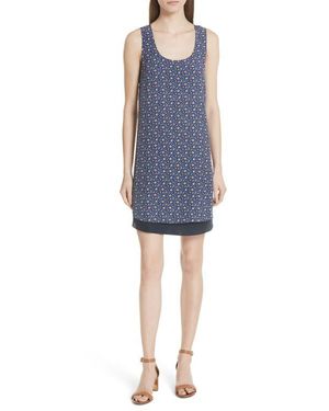 Tory Burch Sydney Floral-print Silk Shift Dress - Blue