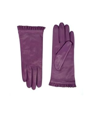 Portolano Ruffled Leather Gloves - Purple