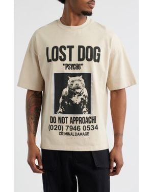 Criminal Damage Lost Dog Graphic T-Shirt - Natural