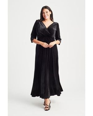 Scarlett & Jo Verity Velvet 3/4 Sleeve Maxi Dress - Black