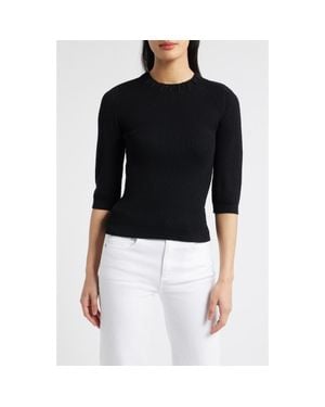 Wit & Wisdom Elbow Sleeve Rib Sweater - Black