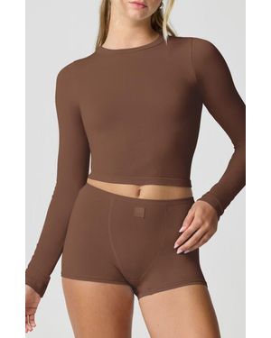 Florence By Mills Softie Seamless Long Sleeve Crop T-Shirt - Brown