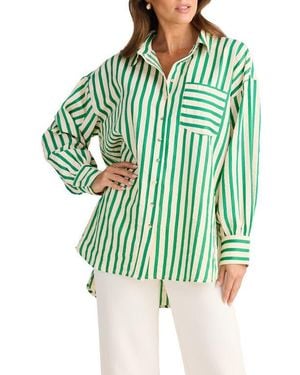 Brave+True Ezra Patch Pocket Stripe Shirt - Green